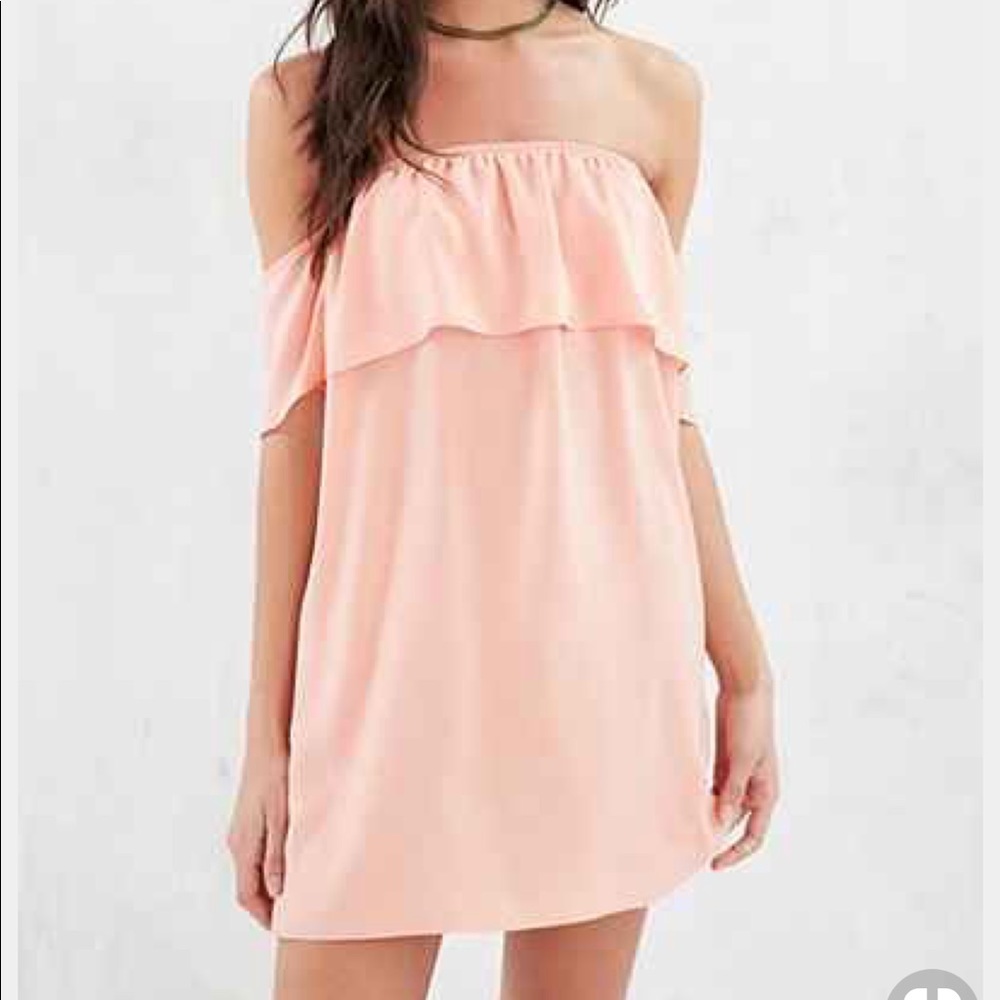 Ecote Satin off shoulder dress Urban Outfitters